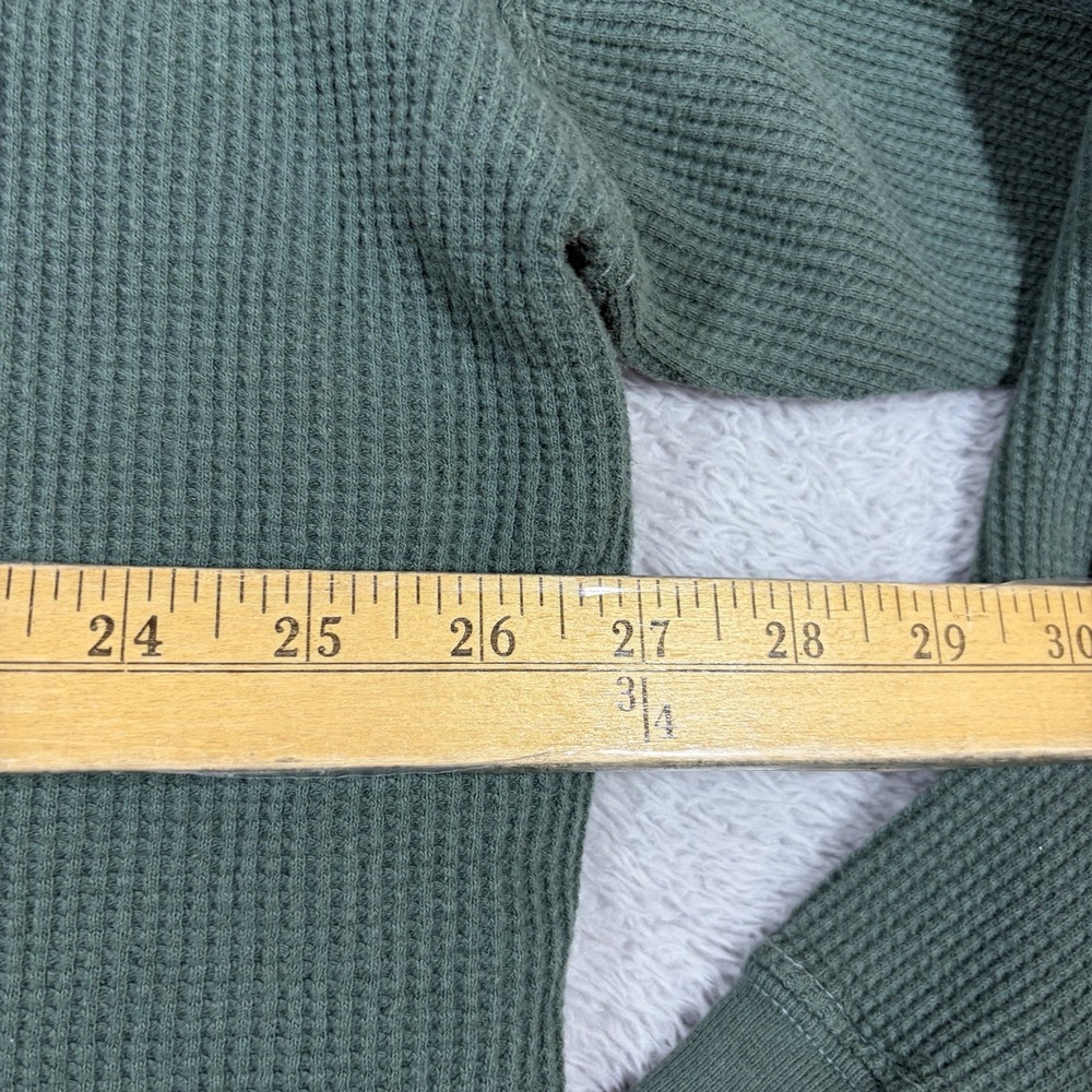 VINTAGE North Crest Henley Shirt Mens Large Green Waffle Knit Ribbed Boxy Fit - Picture 5 of 7